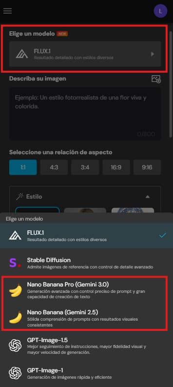 Modelos IA para generar imágenes con MyEdit