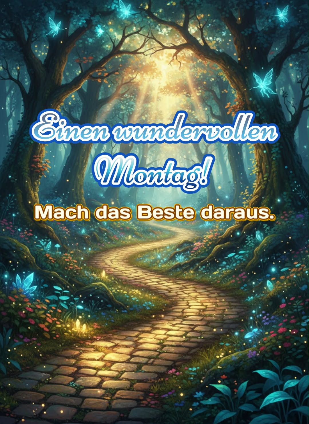 Montagsbild mit Gruß: 'Einen wundervollen Montag! Mach das Beste daraus.'