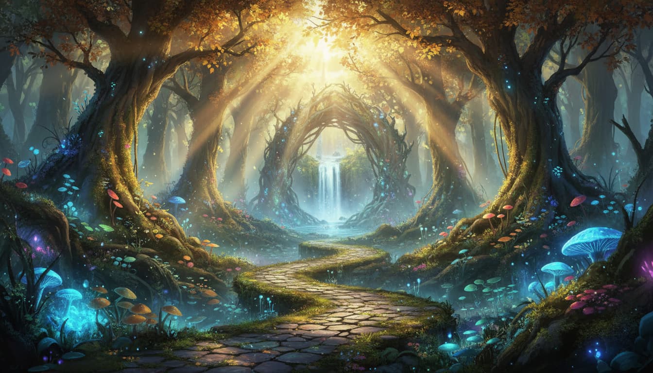 Fantastischer, vom Morgenlicht beleuchteter Waldweg.