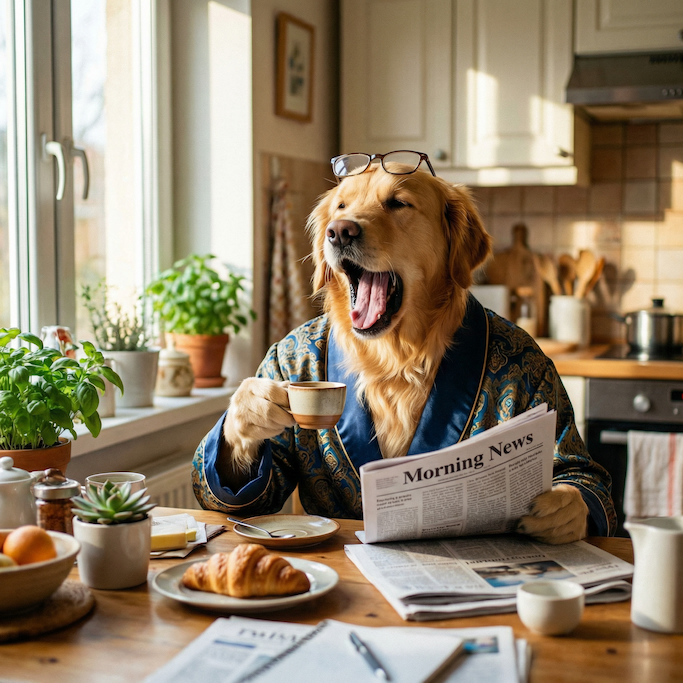 AI Prompts for Pet Portrait-Morning Coffee Routine