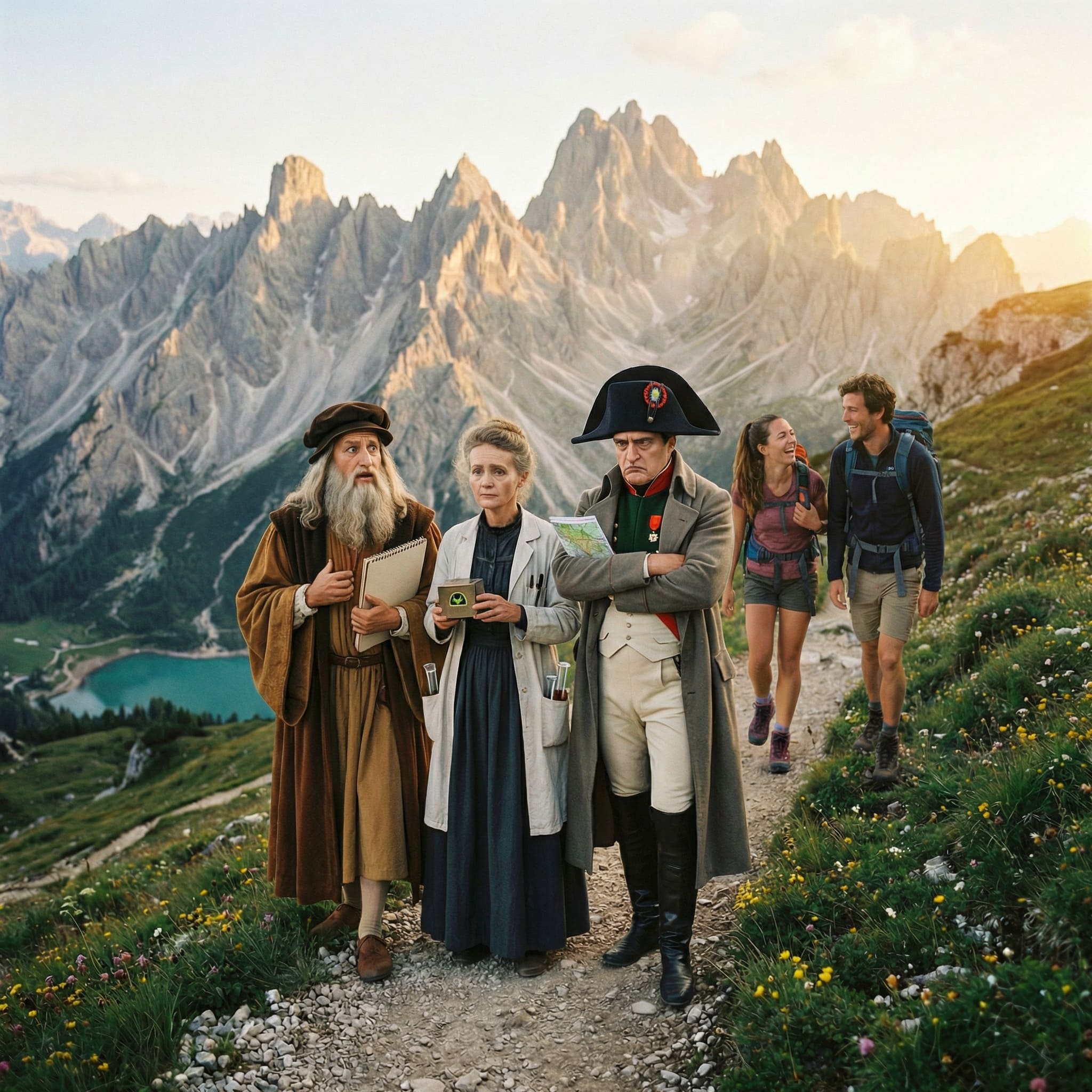 Randonnée avec célébrités historiques - image IA Après