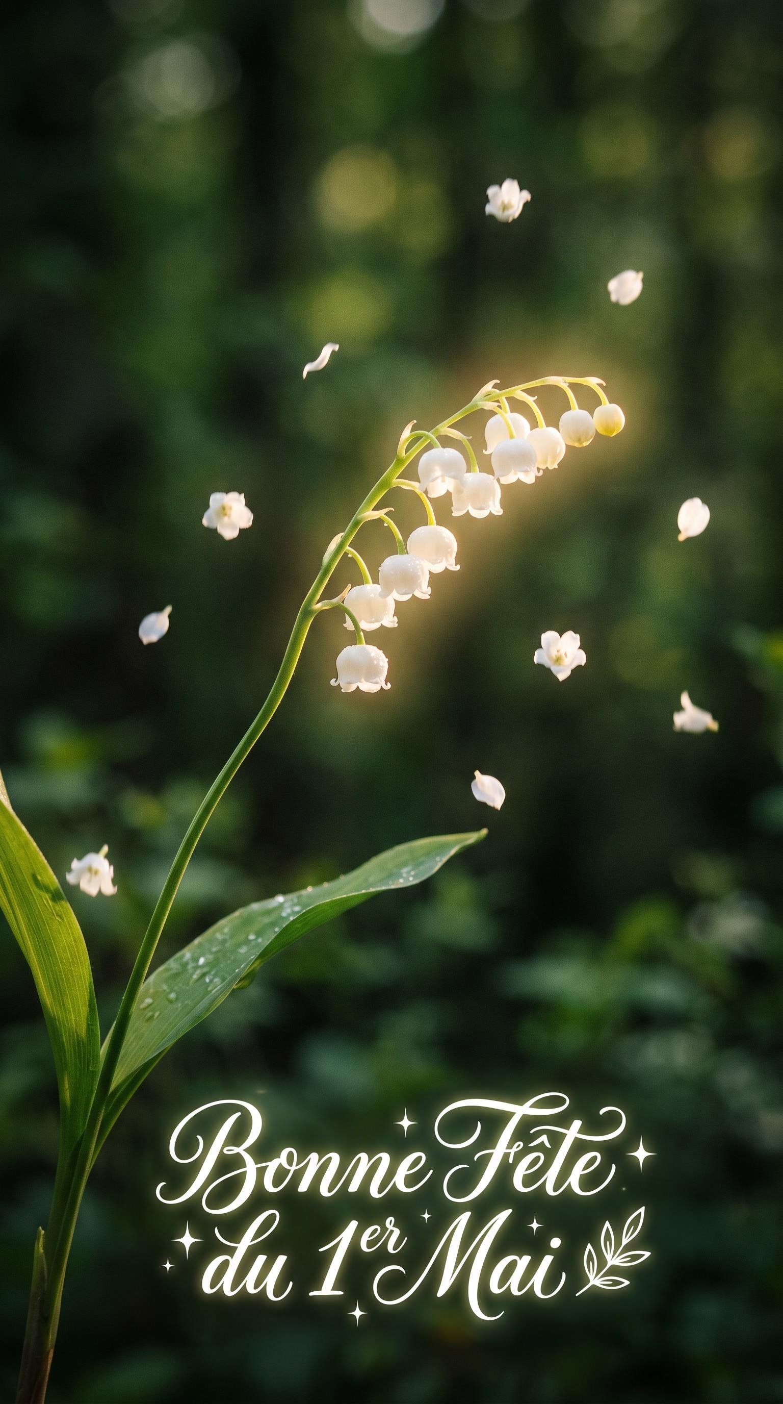 Image de muguet conçue pour être animée pour le 1er mai, générée par IA
