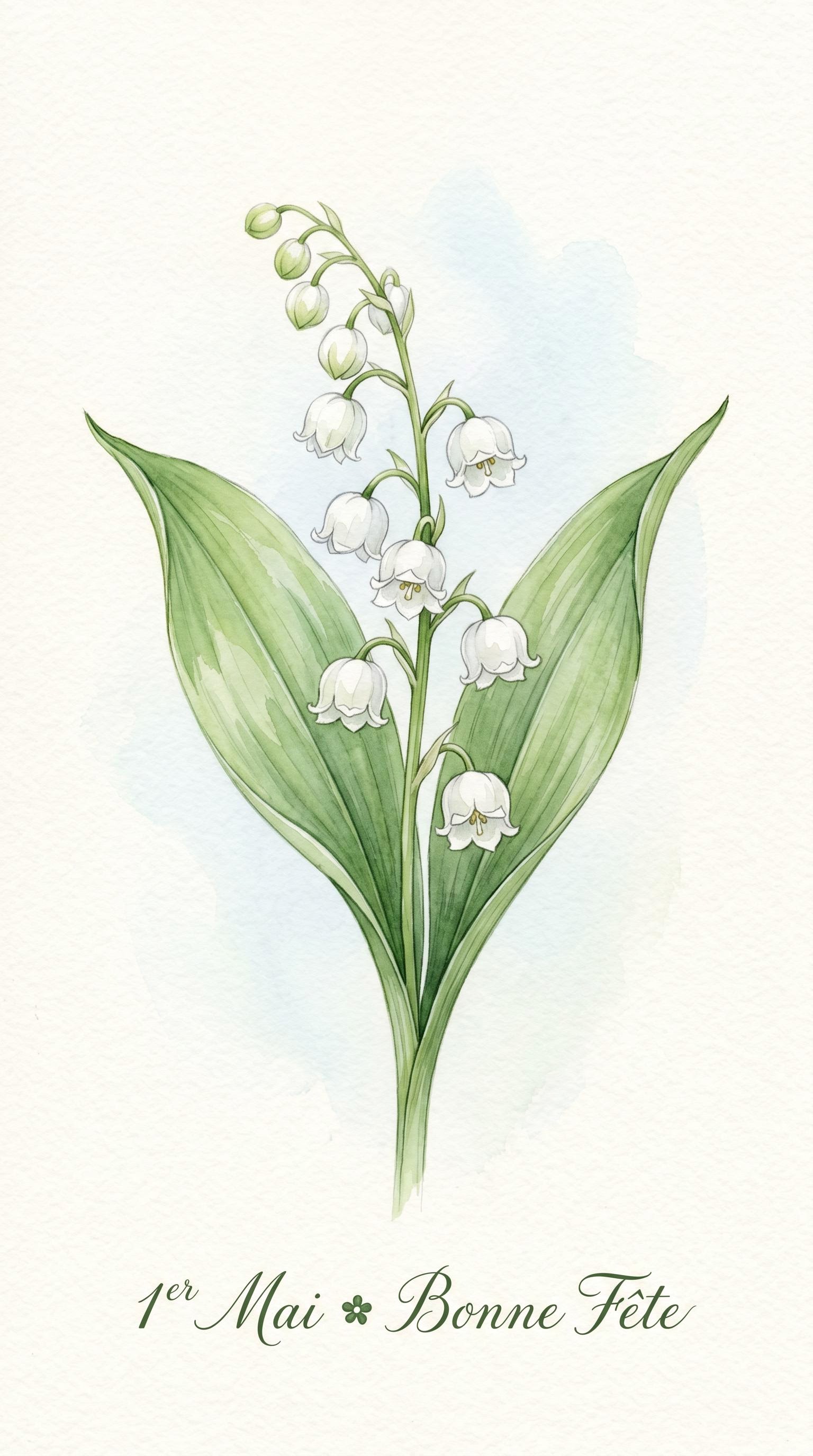 Illustration aquarelle de muguet pour le 1er mai générée par IA