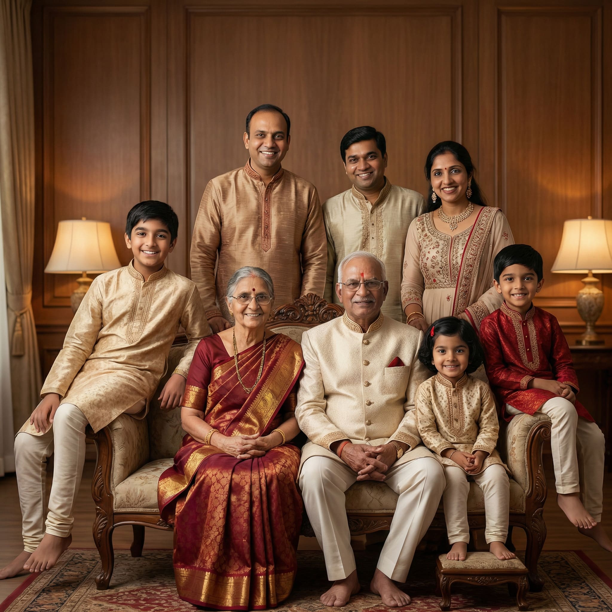 AI-generated multigenerational family portrait