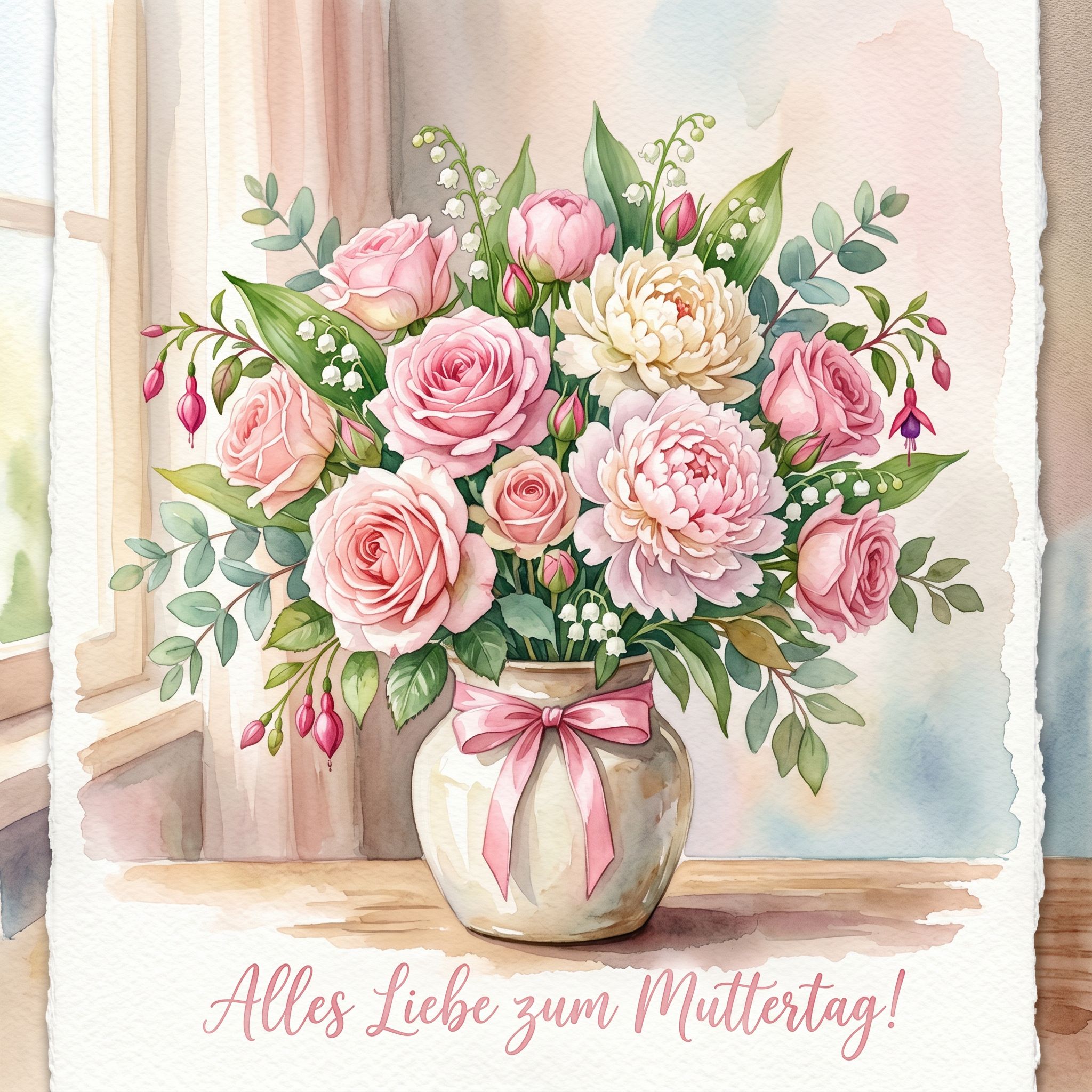 Ein Aquarell-Blumenstruß zum Muttertag