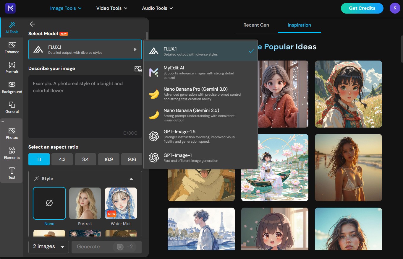 Generate AI Images with MyEdit AI
