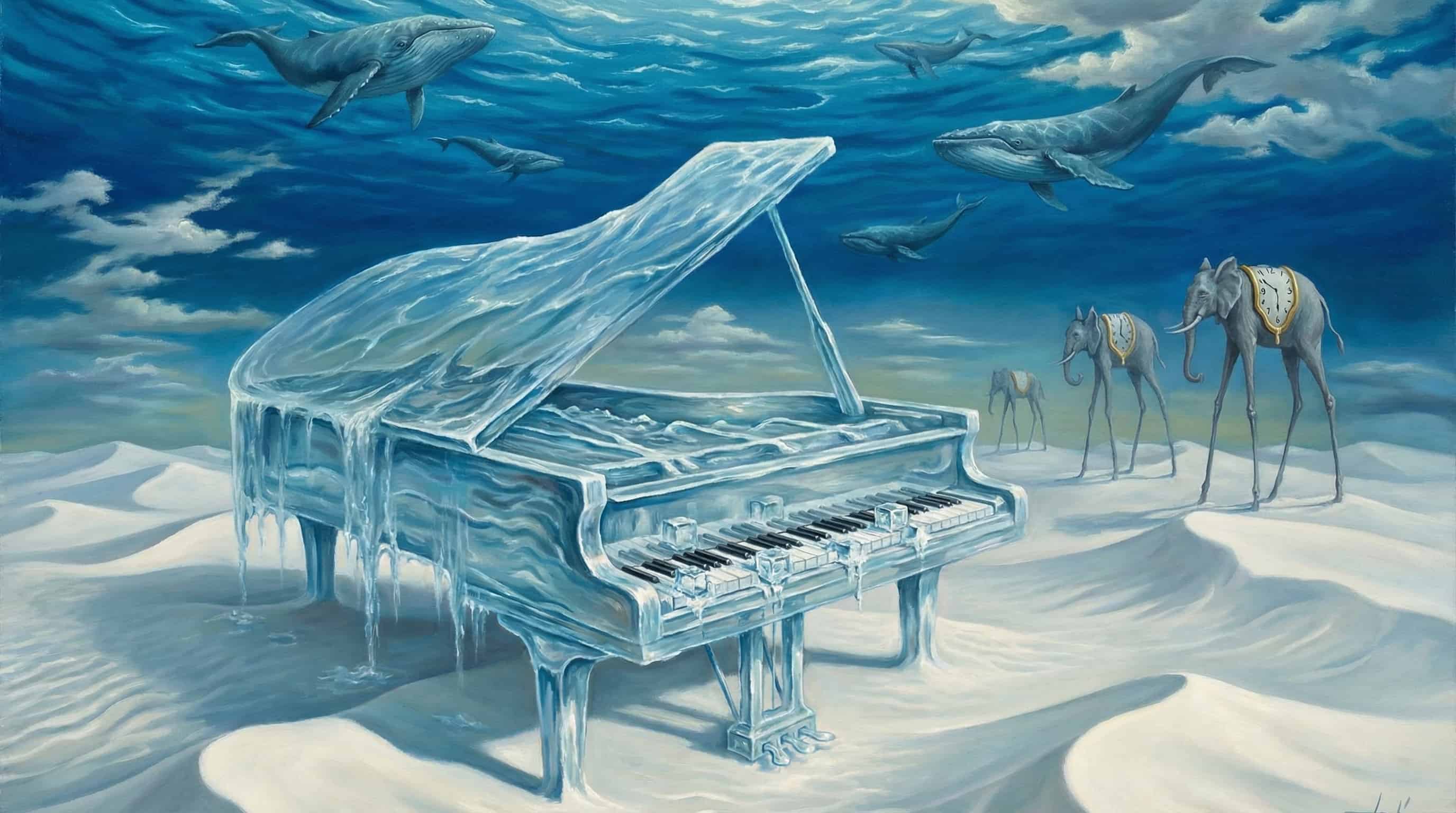Piano de agua estilo Dalí generado con MyEdit