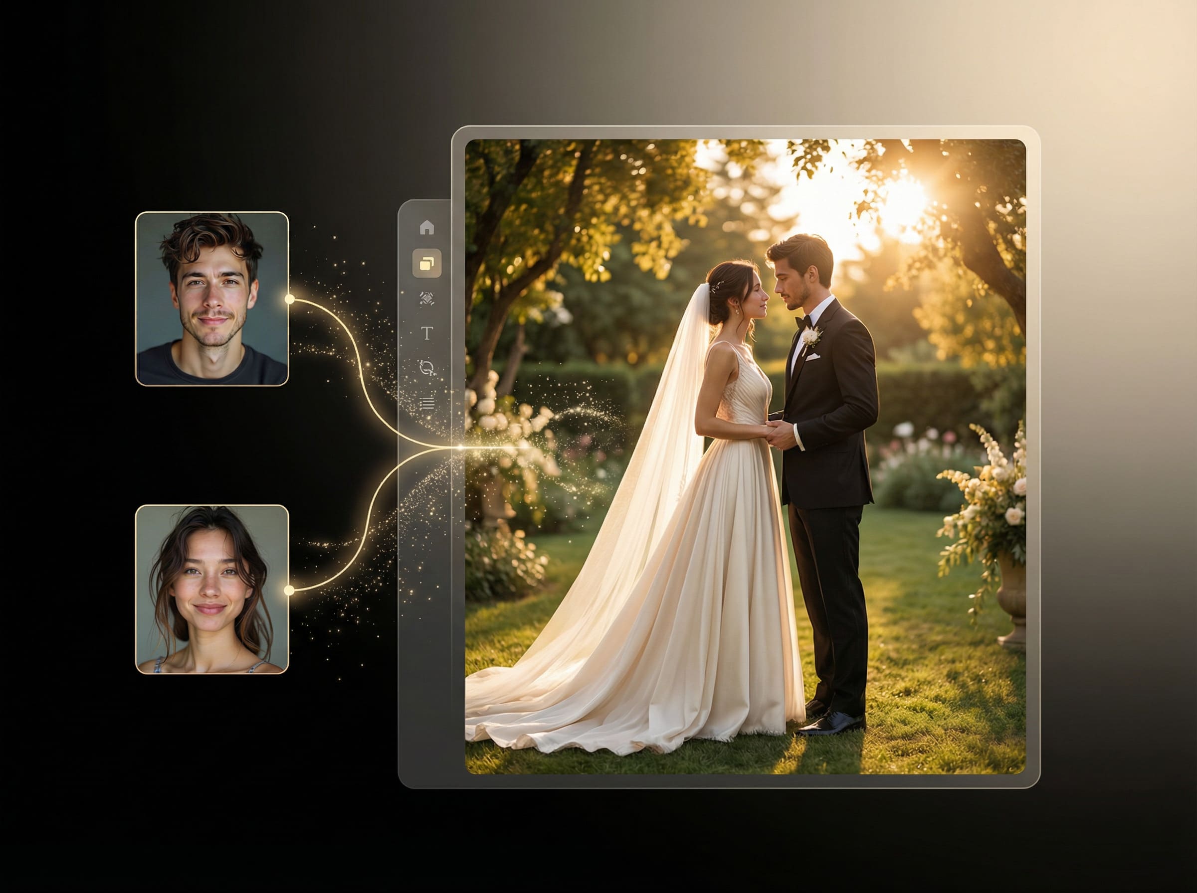 MyEdit AI wedding photo generator interface
