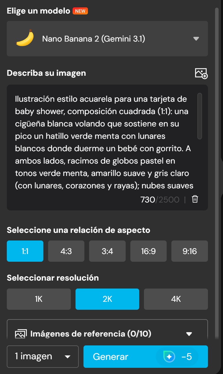 Pasos para generar una tarjeta de baby shower con IA en MyEdit