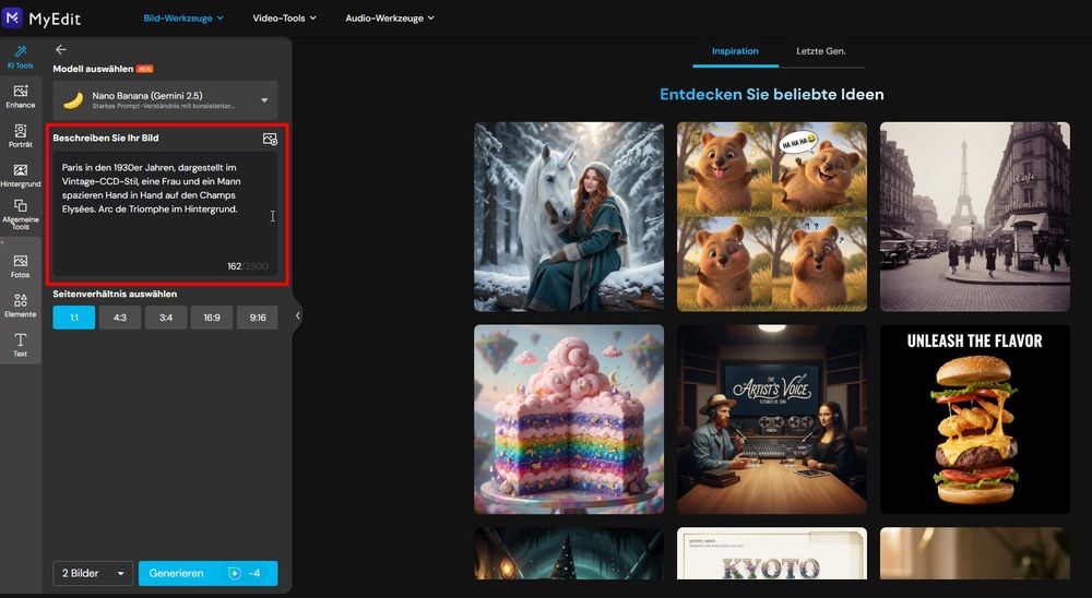 Text-Prompt für Nano Banana eingeben