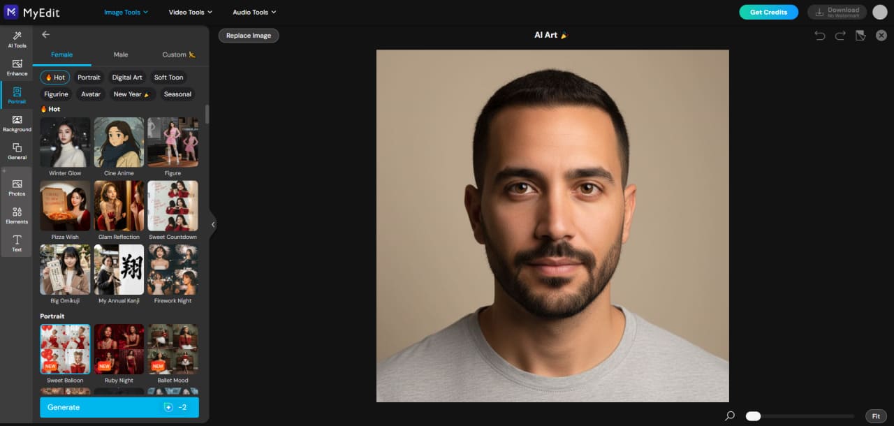 Upload reference photo for boys and men portrait