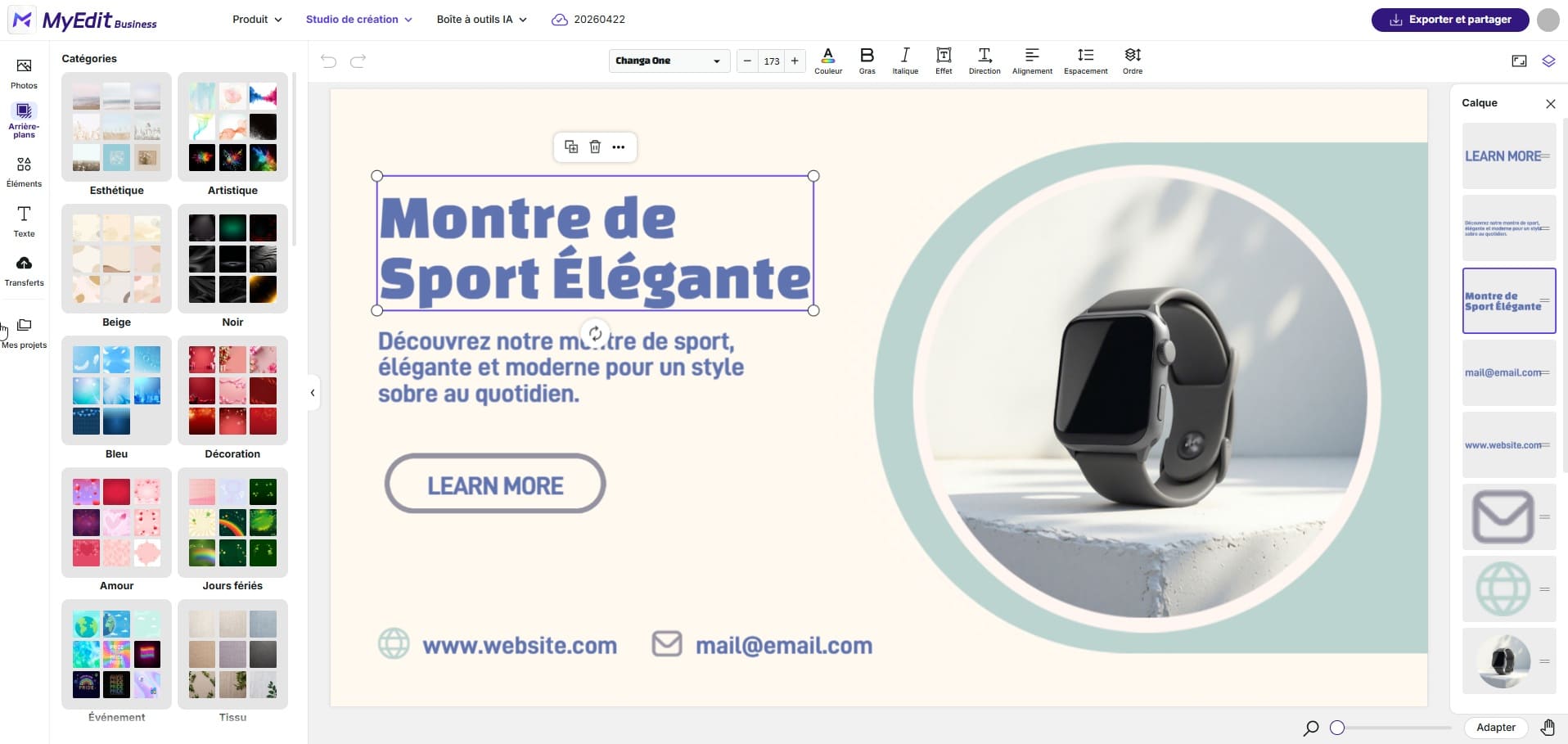 Créer un design avec MyEdit en ligne