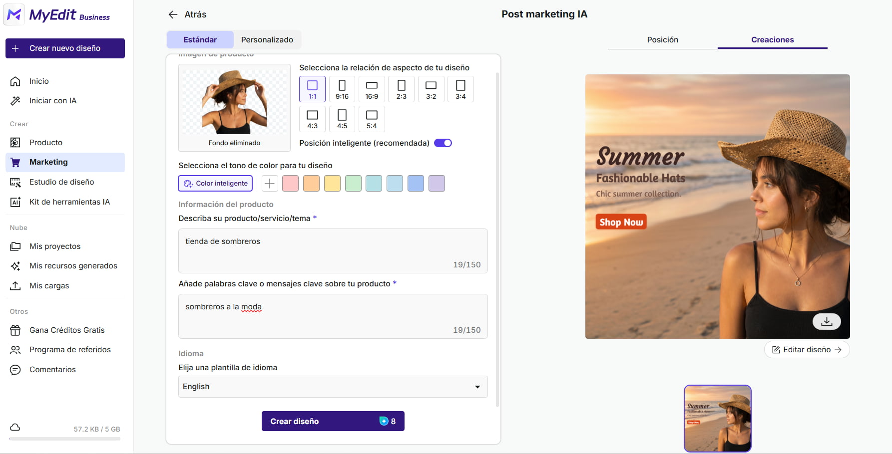 MyEdit Business - Crear flyers con IA online