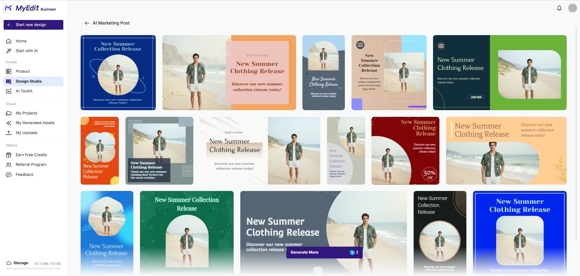 MyEdit Business generate templates