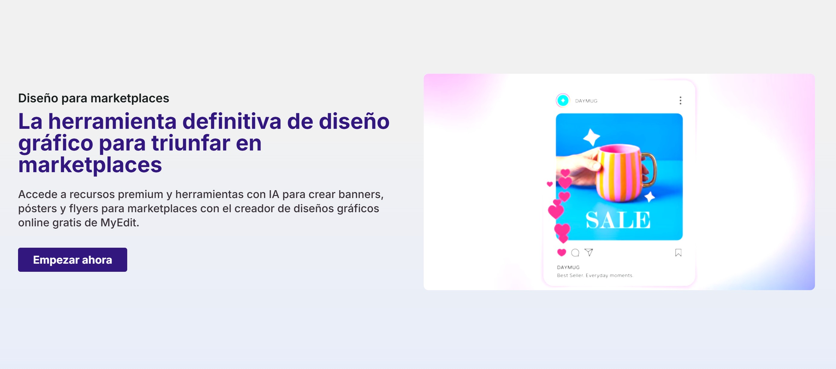 Interfaz de MyEdit Business para crear campañas de marketing