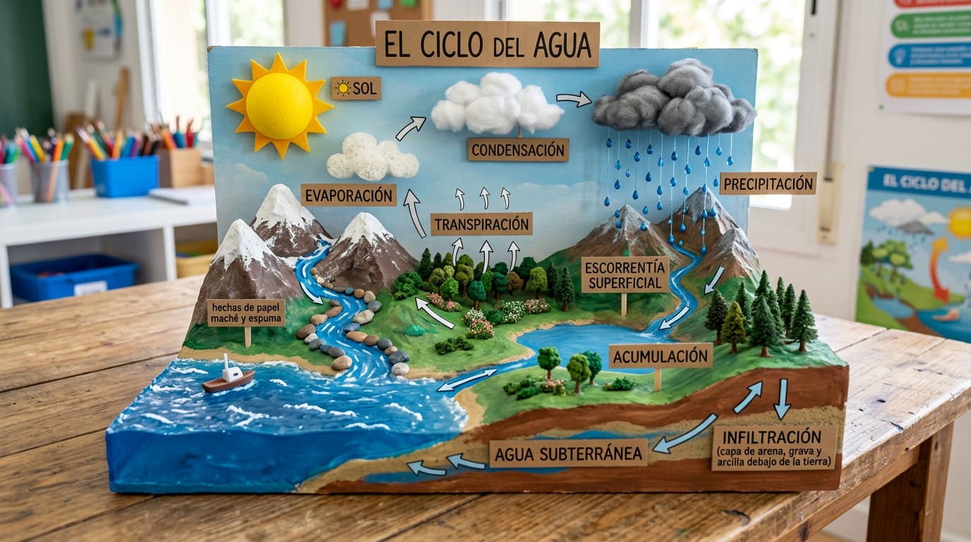 Maqueta del ciclo del agua creada con MyEdit