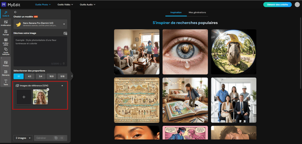Importer un portrait dans MyEdit pour changer la coiffure