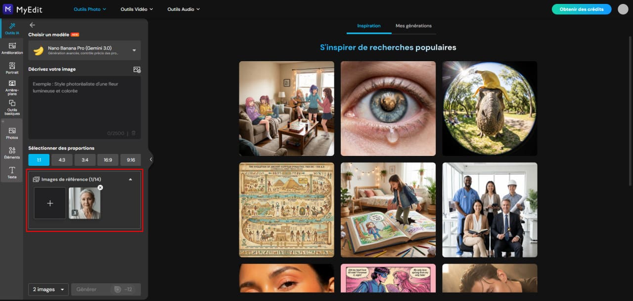 Importer un portrait dans MyEdit pour tester une coiffure rajeunissante