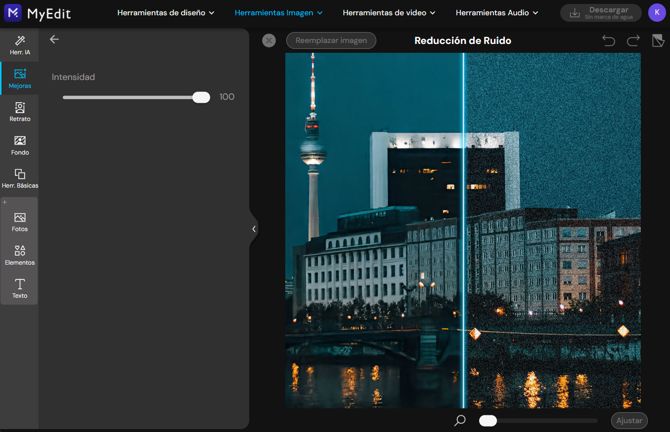 Elimina el ruido online con MyEdit