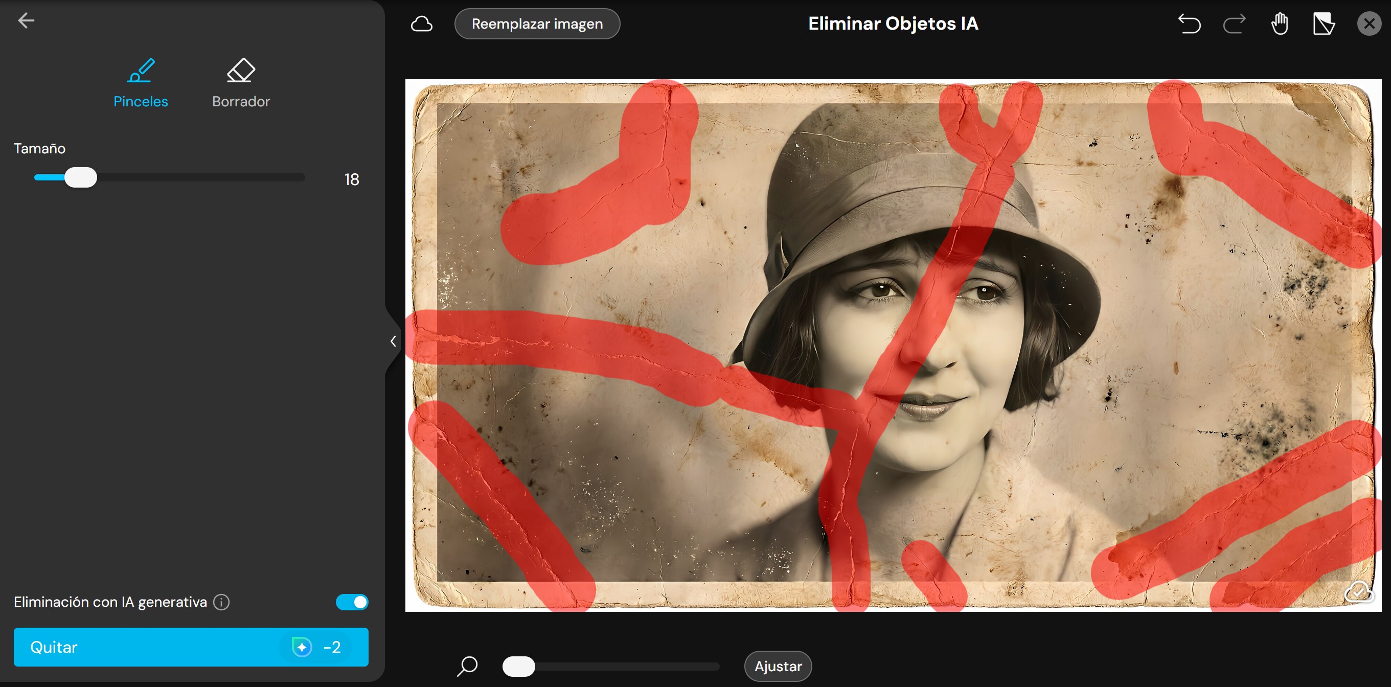 Interfaz de la herramienta de eliminación de objetos de MyEdit