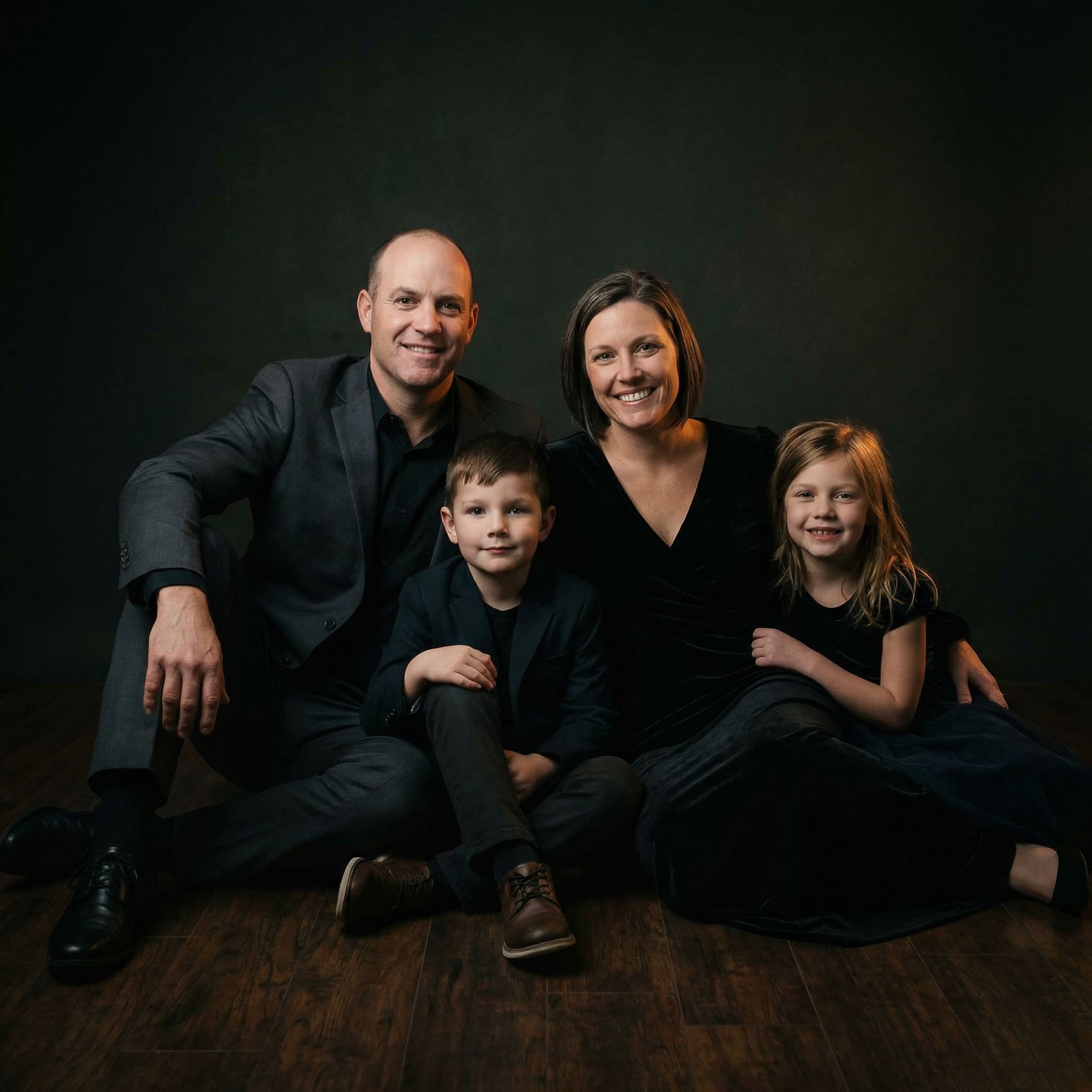 Family photo transformed into professional portrait using MyEdit AI