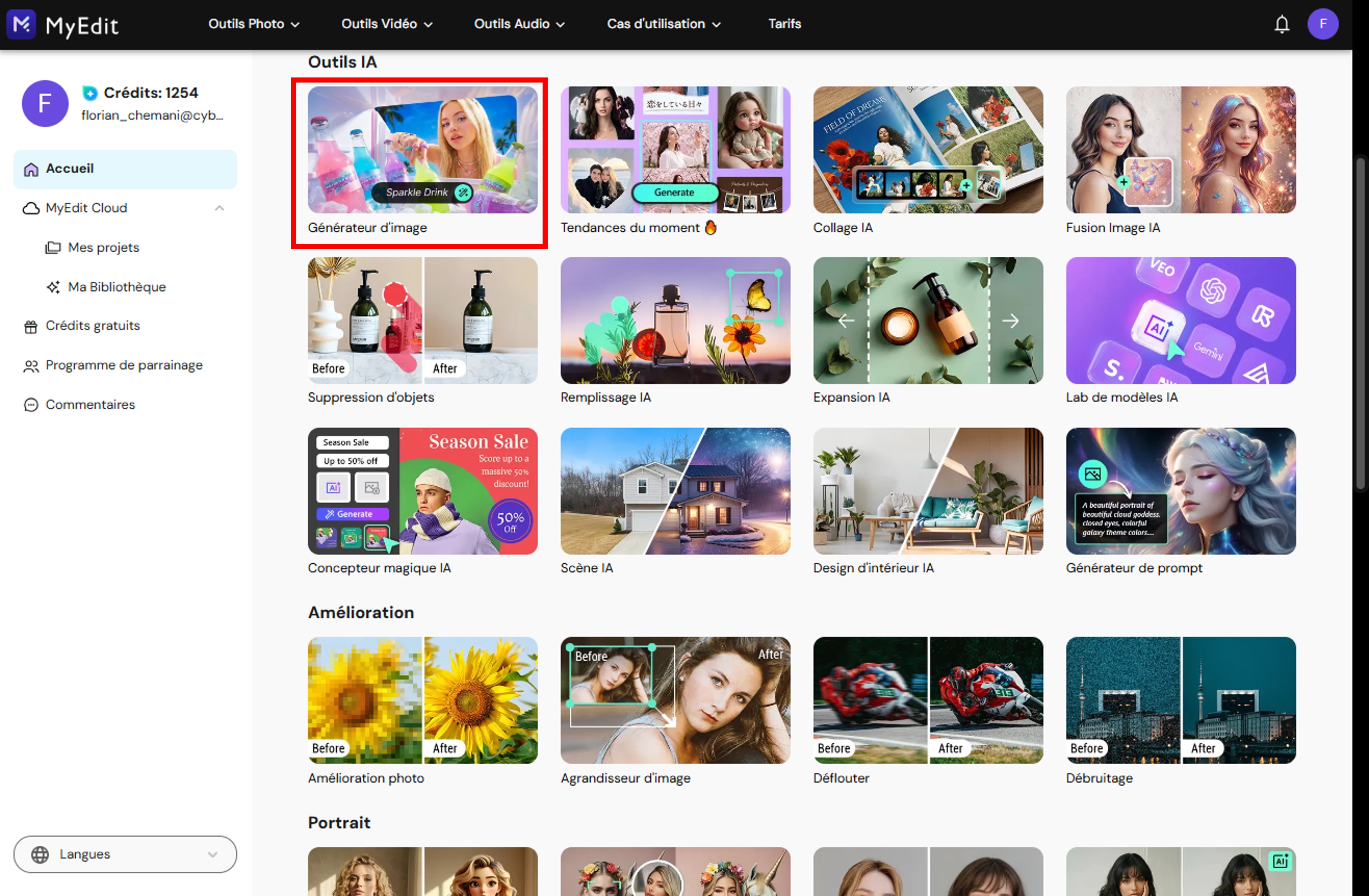 Utilisation de l'outil générateur d'images de MyEdit