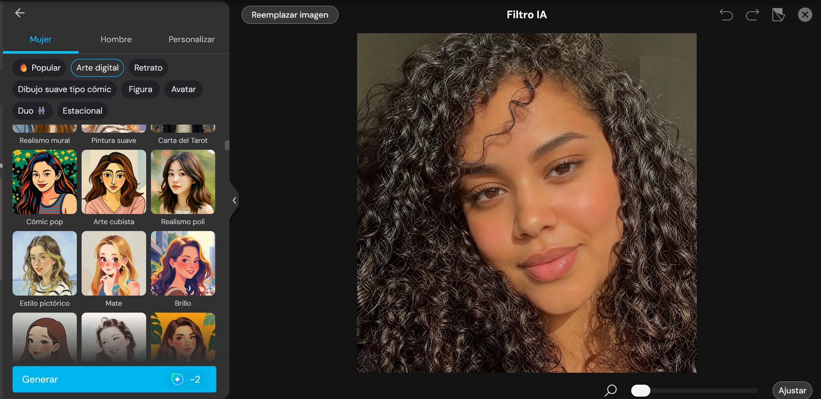 Cómo hacer un retrato IA online con MyEdit