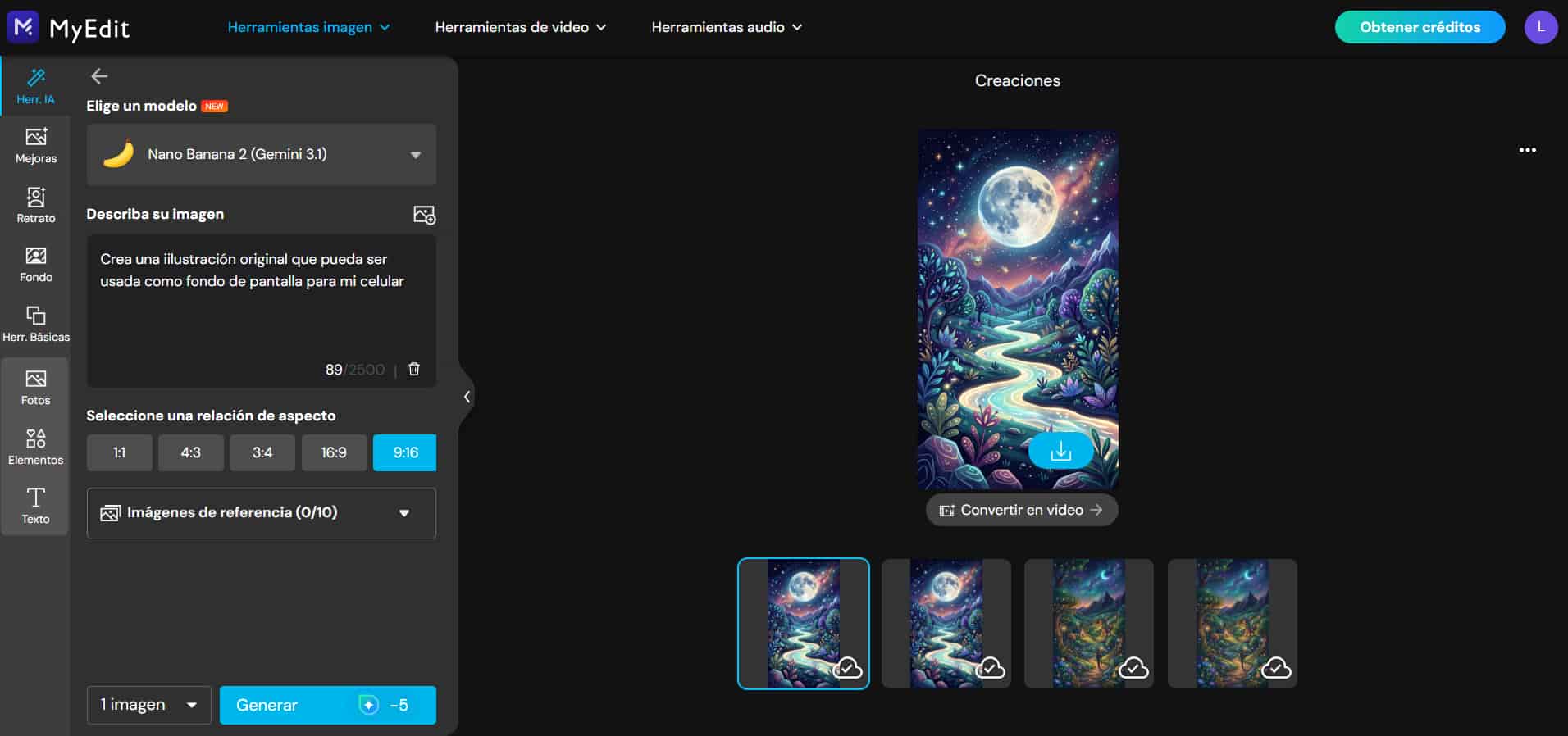 Imagen de la página de MyEdit