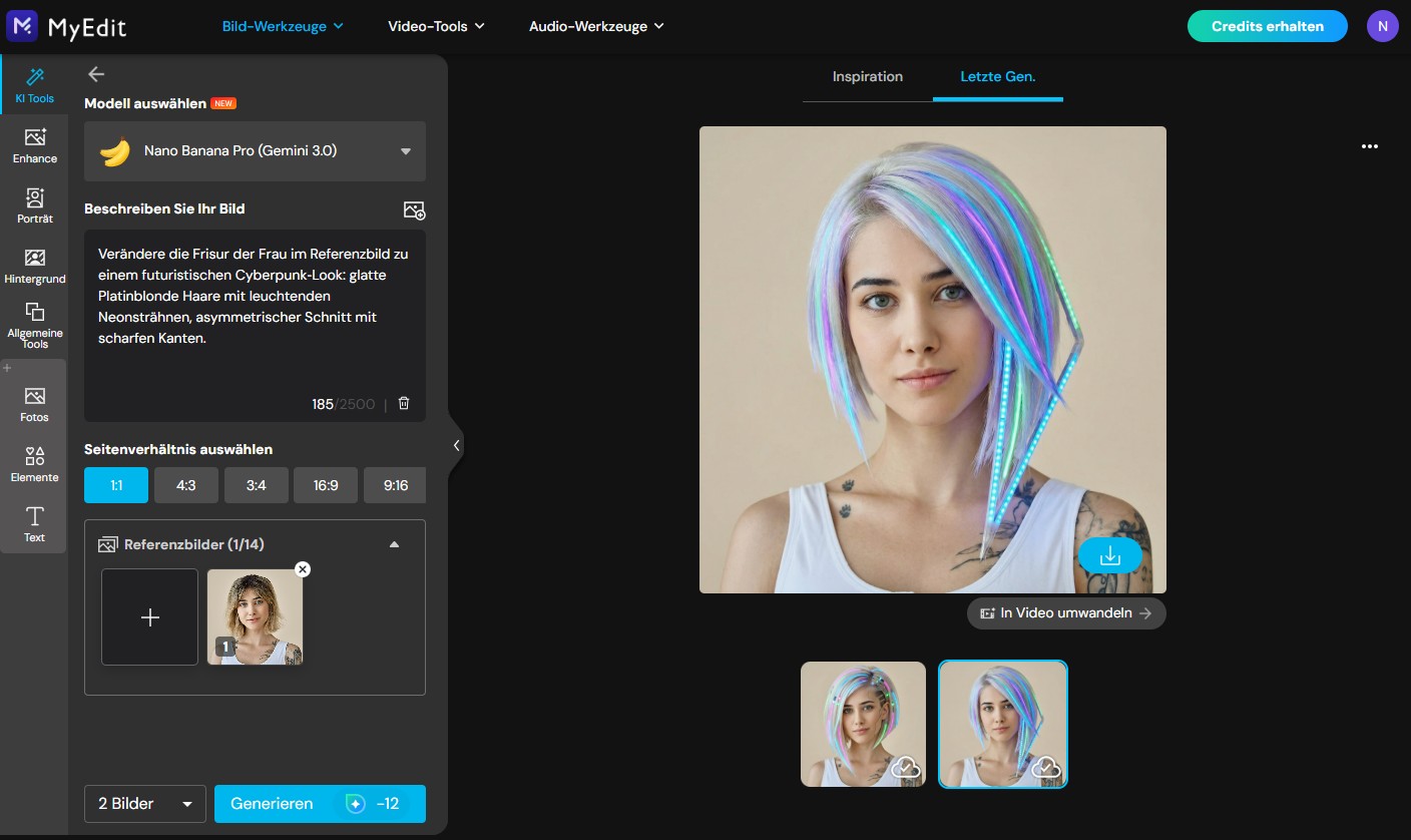 MyEdit - Frisuren mit Vorlagen testen