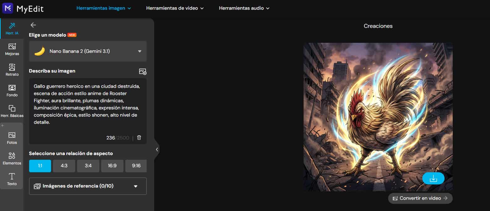 Selección de modelos IA en MyEdit