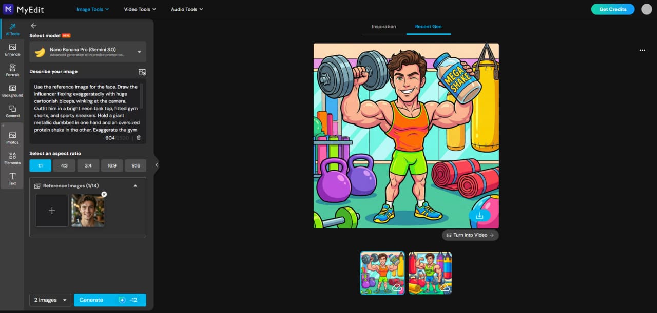 Generated caricature result from MyEdit AI