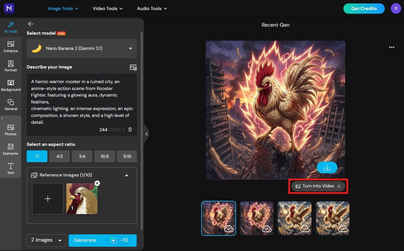 Create Animated Rooster Fighter Creations with MyEdit