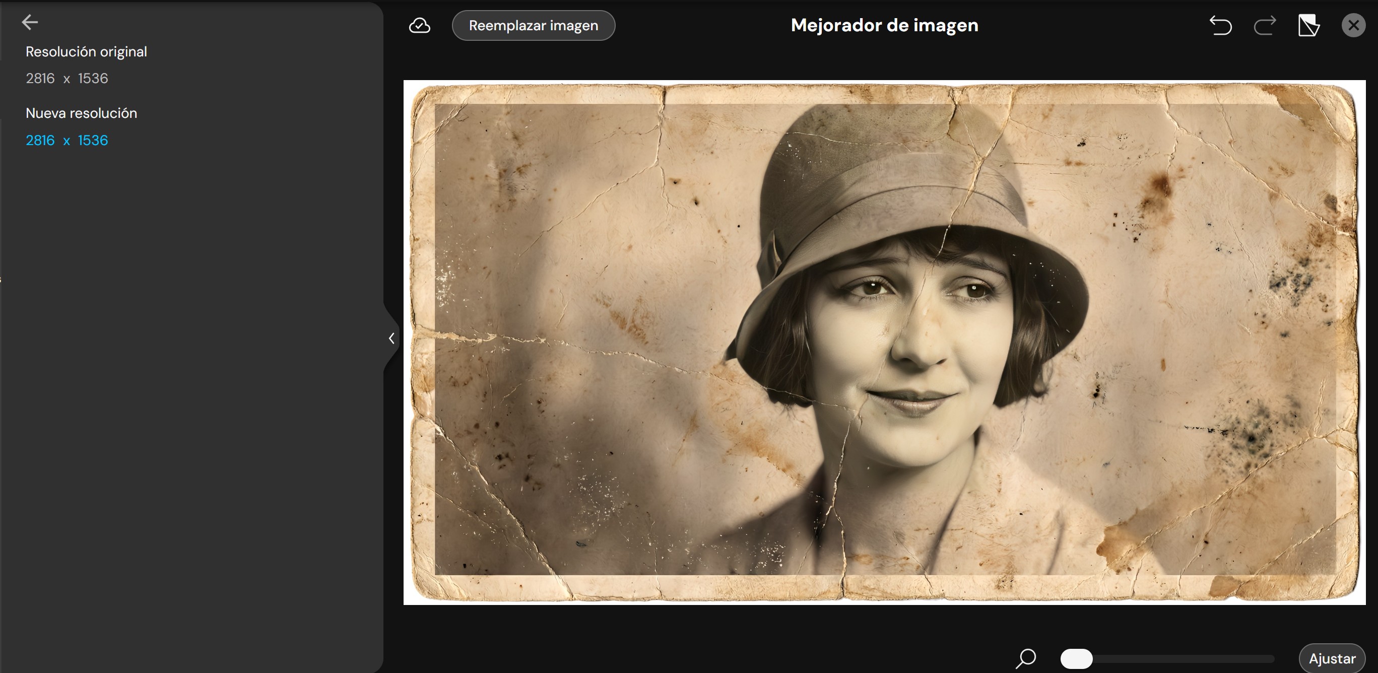 Interfaz del Mejorador de Imagen de MyEdit