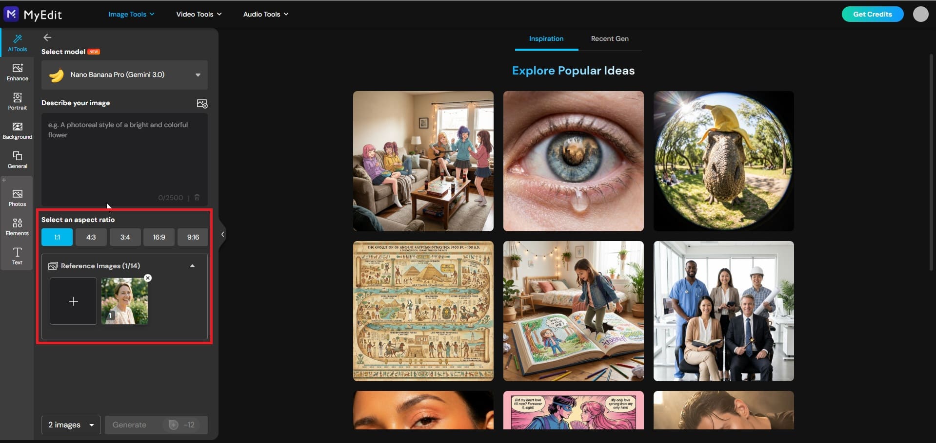 Upload photo of mom to MyEdit AI Image Generator