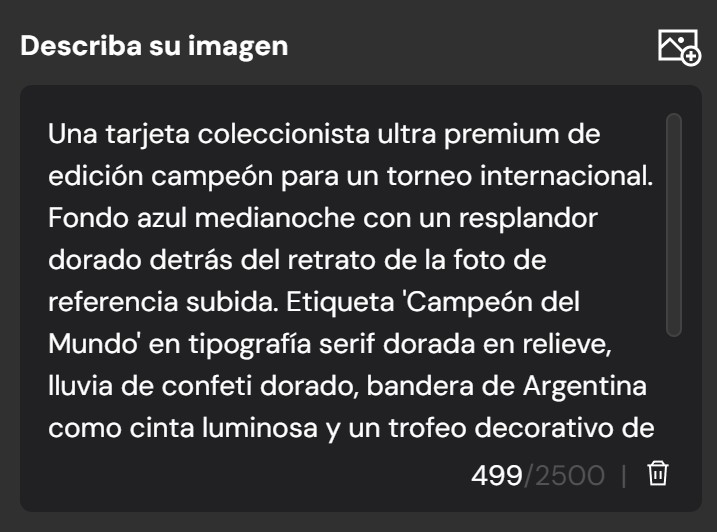 Pegar el prompt de la figurita del Mundial en el generador de MyEdit