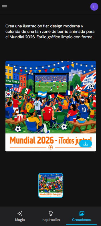 Resultado de la imagen del Mundial 2026 generada con IA en MyEdit