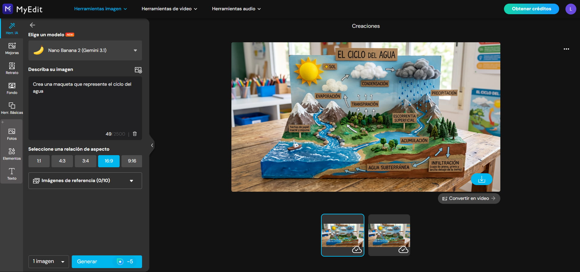 Generador de imágenes con IA de la herramienta MyEdit