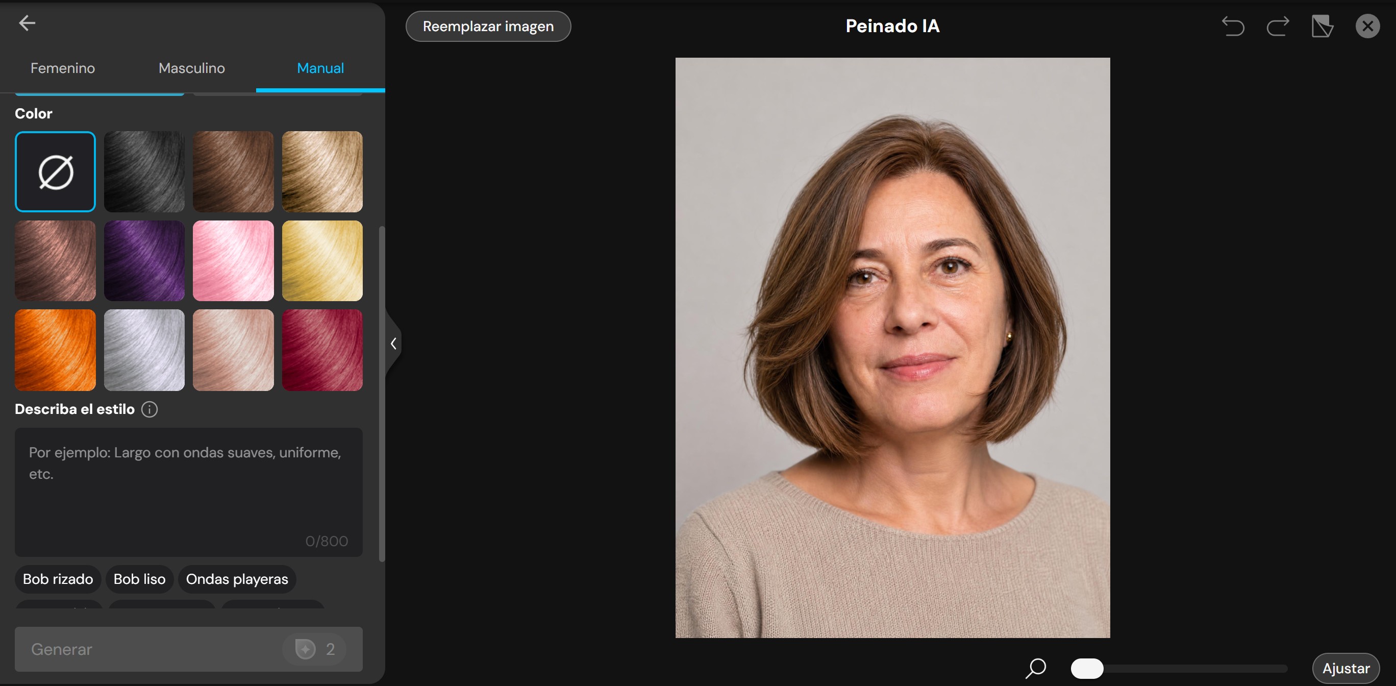 PhotoDirector AI Hairstyle - probar cortes de pelo señoras 50 años
