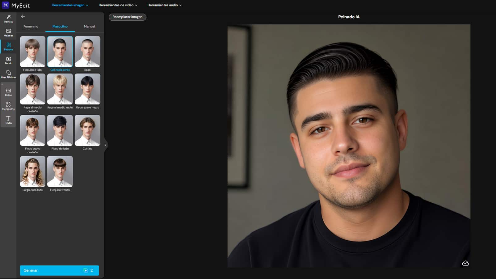 Probar cortes online cara redonda hombre