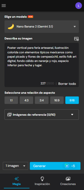Imagen de la interfaz del generador de imágenes con IA de MyEdit
