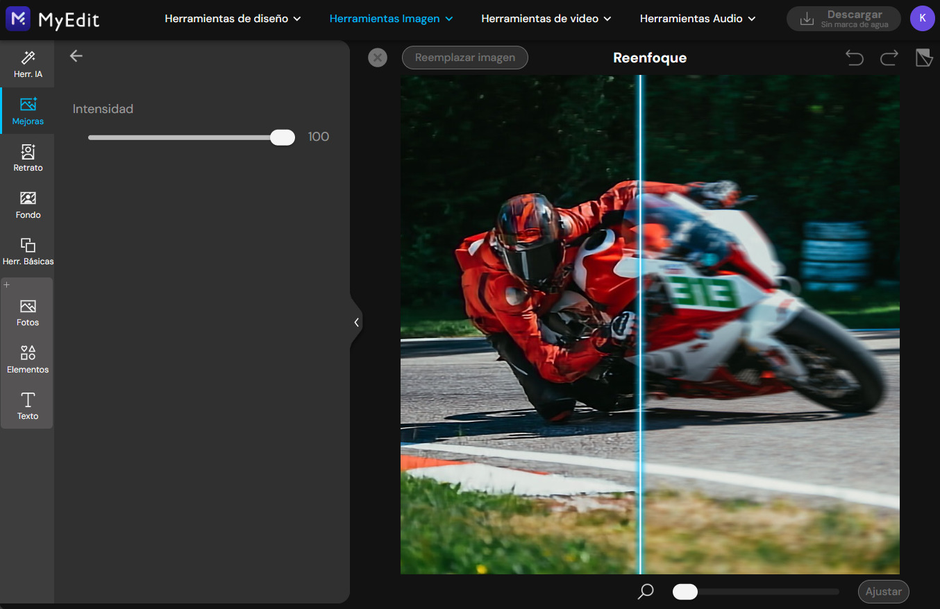 Corrige imágenes desenfocadas online con MyEdit