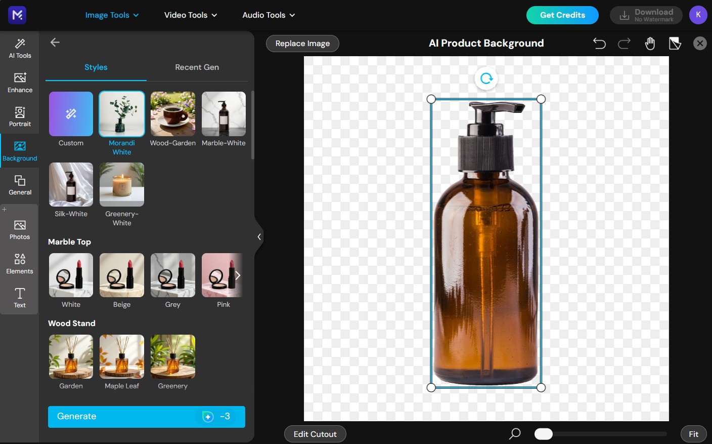 MyEdit Background Removal UI