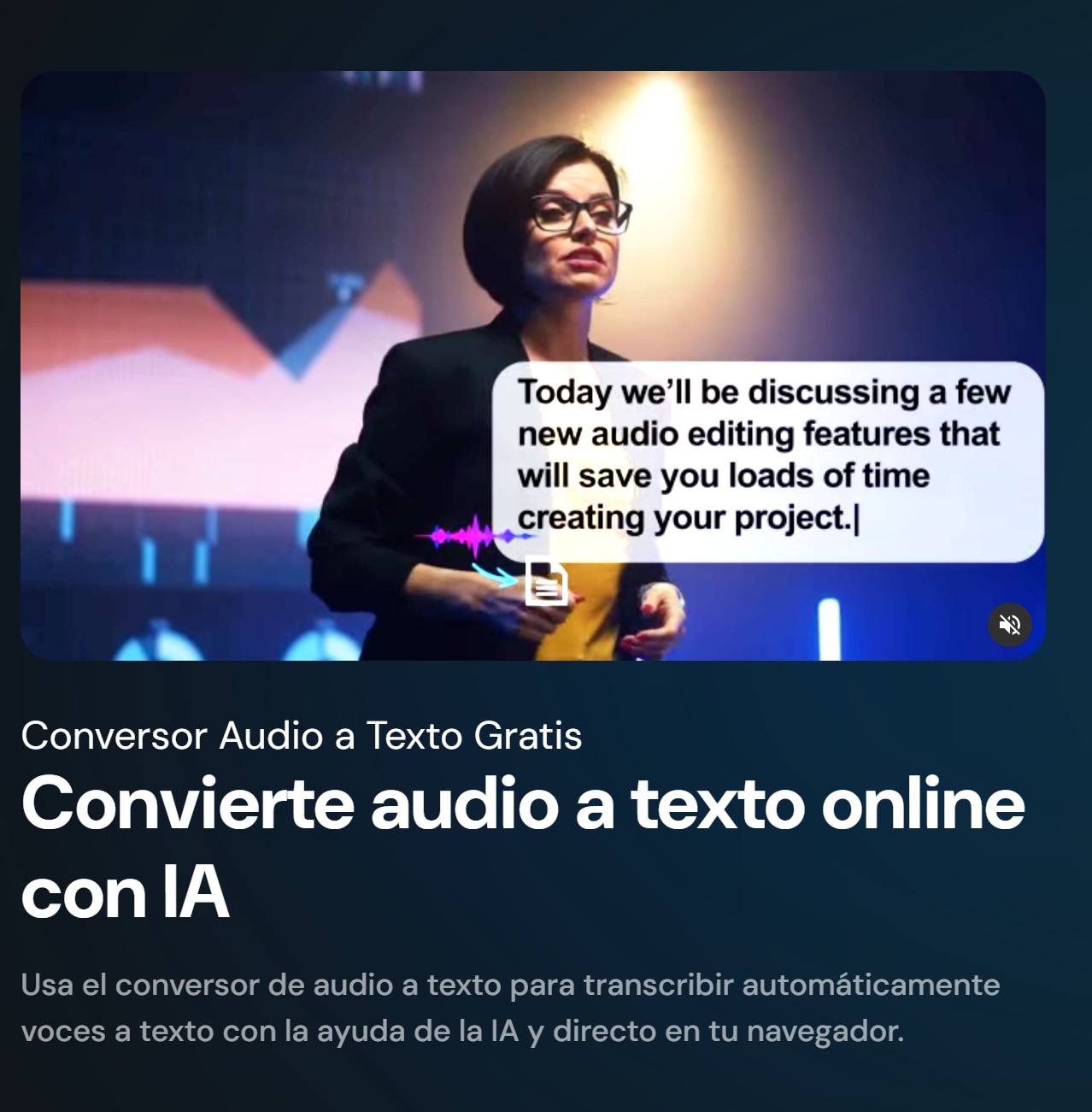 Interfaz del conversor de audio a texto de MyEdit