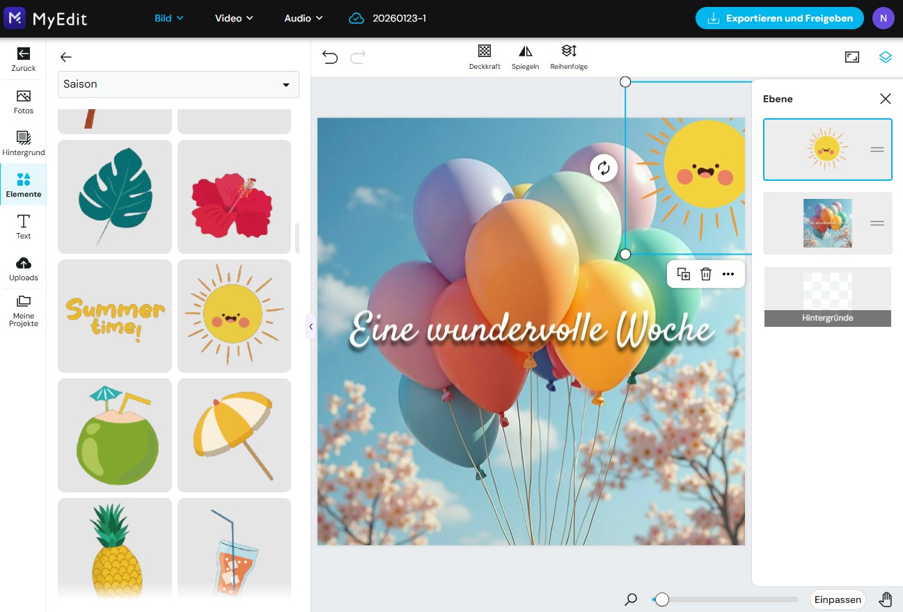 MyEdit - Wochentagsgrüße gestalten