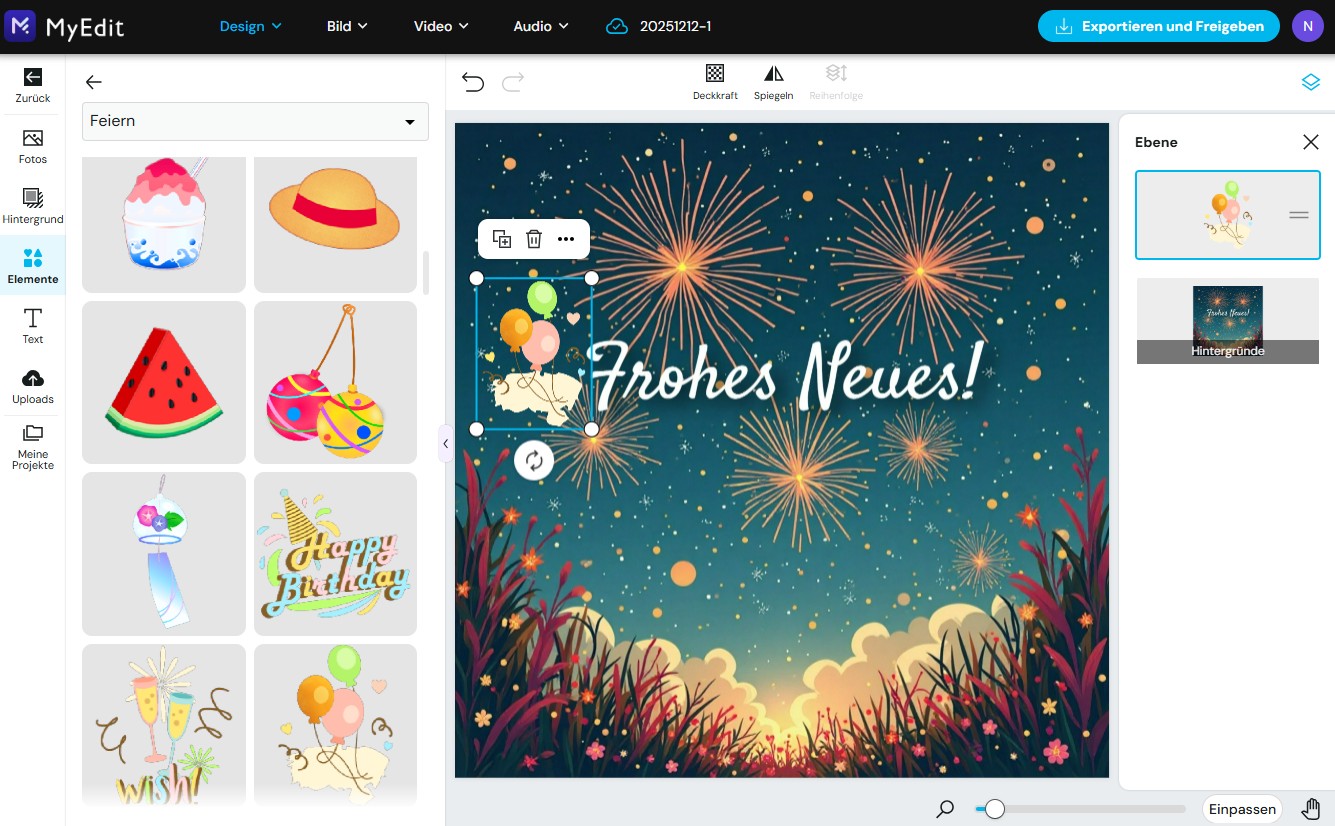 MyEdit - Neujahrswünsche gestalten