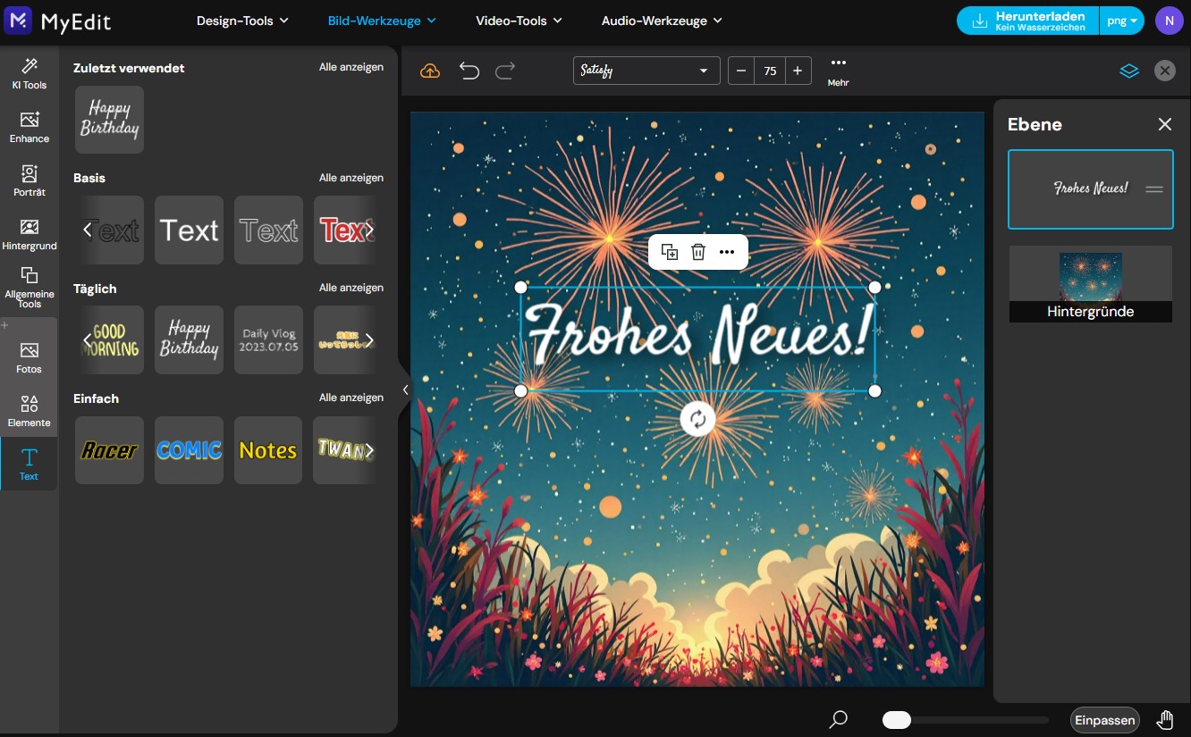 MyEdit - Neujahrswünsche gestalten
