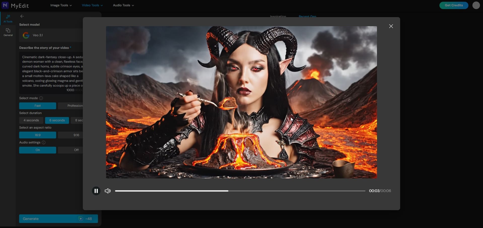 Télécharger sa vidéo générée par IA sur MyEdit, alternative à Sora