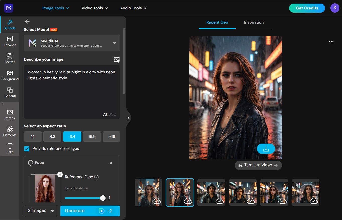 Add AI Rain Effect to a Photo with MyEdit