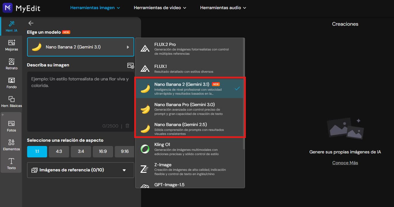 Nano Banana 2 en MyEdit