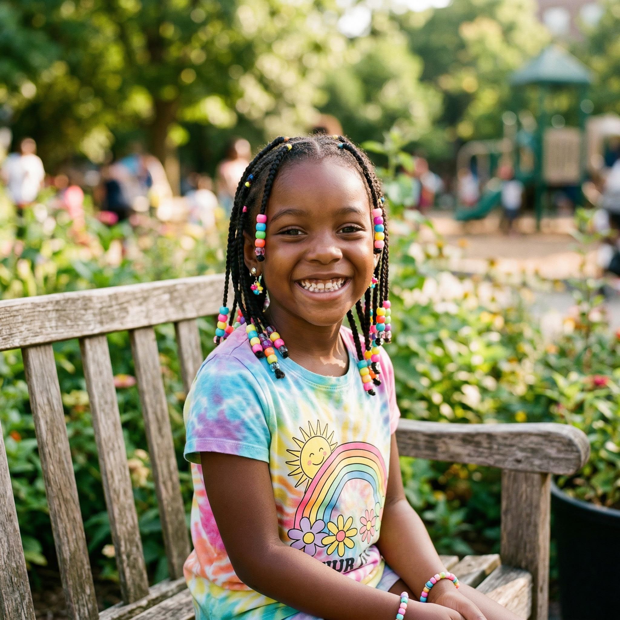 Nattes avec perles coiffure petite fille